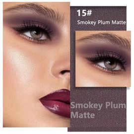 FeiCuiYun Monochrome Pressed Eyeshadow, Smokey Plum Matte Highly Pigmented Monochrome Eye Shadow Palette; Waterproof Neutral Powde Mini Eyeshadow, sombras para ojos, Talc, Paraben & Cruelty Free, 15