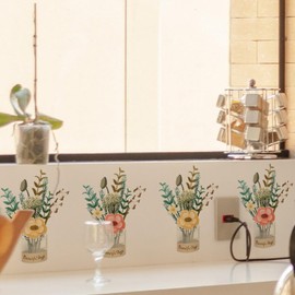 Traziewell Wall Art Plants Bathroom Wall Stickers Green Potted Plants Leaves Wall Decal Removable DIY Home Wall Sticker Mural Art Decoration for Living Room Bedroom Kitchen Nursery Home Décor 1508