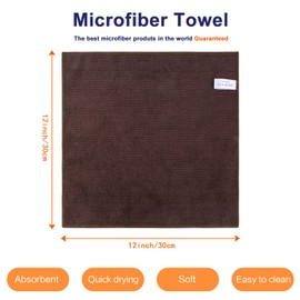 KinHwa Microfibre Household Towels, Super Absorbent Tea Towels, Multi-Purpose, 30 x 30 cm, brown, 10