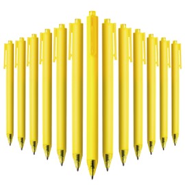 CRYLLIS 50pack No Bleed Black Barrel Click Pens,Smooth Writing,1000m Writing Capacity,Perfect For Office, Study, Daily Tasks. (Yellow)