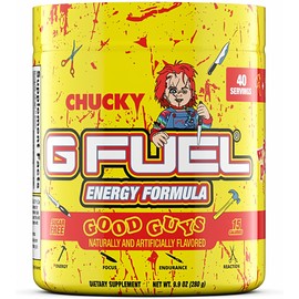 G Fuel Chucky Good Guys Energy Drink Powder, Pre Workout Caffeine Mix for Gaming, Sugar Free Focus Amino, Vitamin + Antioxidants, 9.9oz (Tropical Blood Orange, 40 Servings)