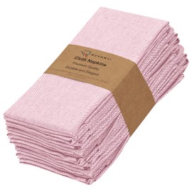 Ruvanti Cloth Napkins Set of 12, 18x18 Reusable Napkins Cloth Washable, Soft & Durable Table Napkins, Poly Cotton Fabric Dinner Napkins for Parties, Christmas, Thanksgiving, Weddings - Pink