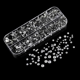 2088 Pieces Rhinestones Hotfix Rhinestones Flatback Rhinestones Round Glitter Stones Crystal Rhinestones for DIY Crafts Nail Face Art Clothing Shoes Bags Crystal Clear SS6 10 12 16 20 30