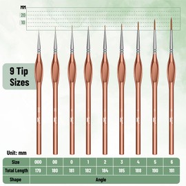 Mr. Pen- Detail Paint Brushes Set, 9 pcs, Rose Gold, Miniature Paint Brushes, Thin Paint Brushes, Model Paint Brushes, Fine Tip Paint Brush, Face Paint Brushes Set, Mini Paint Brushes