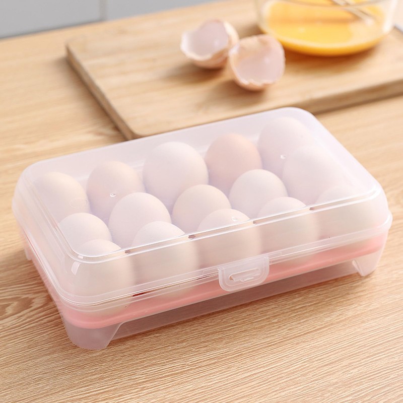 Fridge Egg Tray, 15 Grids Multifunctional Clear Egg Storage Container