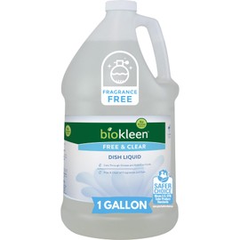 Biokleen Free & Clear Dish Soap - Dish Liquid, Dishwashing Cleaner, Eco-Friendly, Non-Toxic, Plant-Based, No Artificial Fragrance, Colors or Preservatives, Unscented