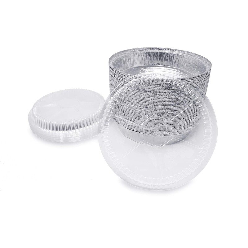 (40 Pack) Premium 6-Inch Round Foil Pans with Plastic Dome