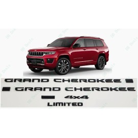 Grand Cherokee 5PC Gloss Black Side Door Rear Limited L 4X4 Emblems 2021+ Jeep Grand Cherokee L