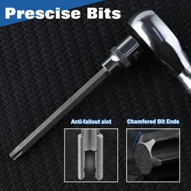 LEONTOOL 3/8" Drive Extra Long Torx Star Bit Socket Set, T25 to T60 Long Torx Bit Socket Set, 110mm Length Long Torx Bit Set, Impact Torx Socket Set, CR-V Steel Star Drive Sockets, 7-Piece Torx Set