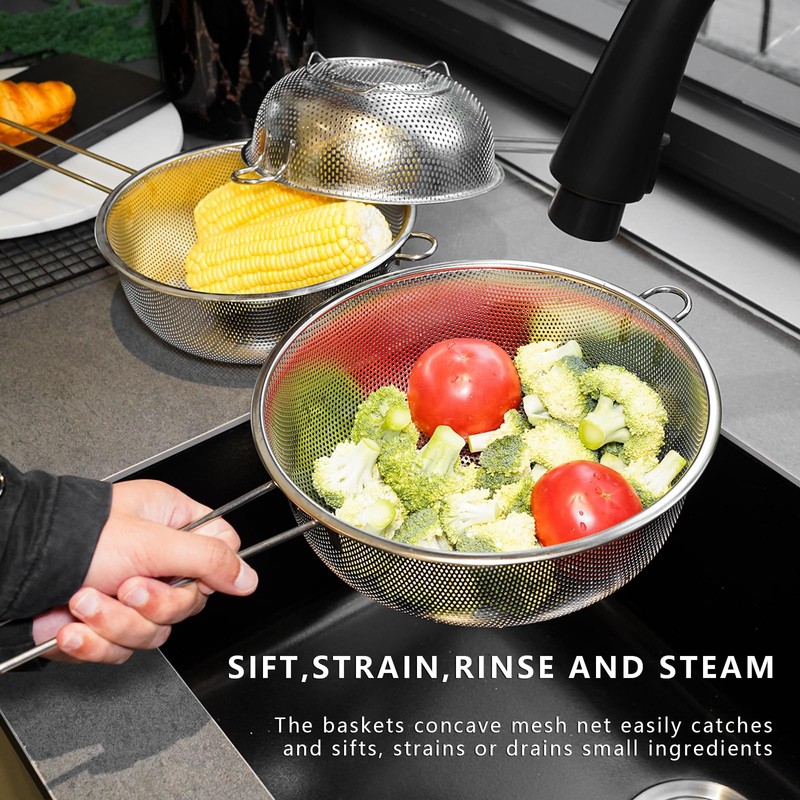 ICEICE Metal Fine Mesh Strainer and Colander for Kitchen with