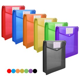 7-Pack A4 Plastic Wallets, Waterproof Popper Document Folders with Snap Closure, Large Capacity Premium Pockets for School, Office, and Home (7)