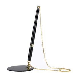 Desk Pen, Metal Ballpoint Pen, Tabletop Fixed, Sign Pen, Signature Pen, Anti-Slip, Pencil Holder Holder, Long Chain Connection, Prevents Fall or Loss, Counter, Bank, Hotel, Front, Meeting Room,