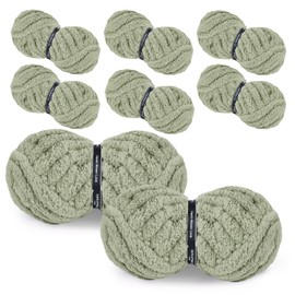 8 Packs Jumbo Chunky Chenille Yarn - 1820g(64oz) 254 Yards (761ft) Bulky Yarn - Chunky Yarn for Hand Knitting Blanket,Cushions, Pet Bed - Soft and Durable(Sage Green)