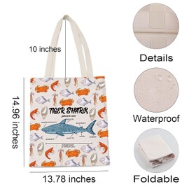Shark Lover Gift Tiger Shark Anatomy Shopping Bag Ocean Animal Christmas Birthday Travel Shoulder Bag (TIGER SHARK-MH)