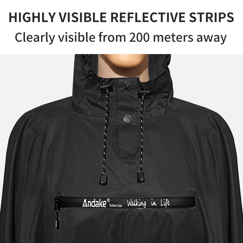 Andake Bicycle Poncho Waterproof Cycling Rain Poncho Lightweight Compact Reusable