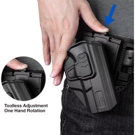 Gun&Flower OWB Holster Fit Glock 43 Glock 43x, 360 Degrees Adjustable Belt Clip Level II