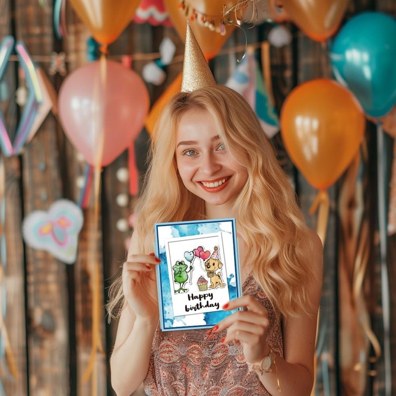 GLOBLELAND Birthday Animals Clear Stamps and Dogs Elephants Turtles Animals