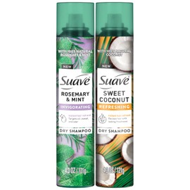 Suave Dry Shampoo Spray Variety 2-Pack – Invigorating Rosemary & Mint, Refreshing Sweet Coconut, 4.3 Oz Ea
