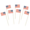 BambooMN 4.7" American Flag Cocktail Appetizers Bamboo Toothpick Picks Stirrer