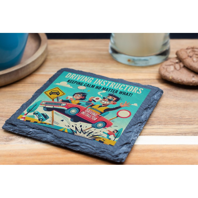 Slate Coaster - 'Driving Instructors: Keeping Calm No Matter What!'