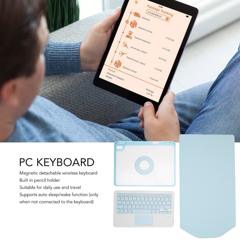 Wireless Keyboard Case 10.9in Magnetic Detachable Keyboard Cover with Touchpad
