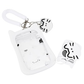 Newseego Pass Case, Commuter Holder, Cute, Women's, IC Card Case, Trading Card Case, Character, Thin, Vertical, Includes Key Holder, Strap, Employee ID, IC Card, Commuting to Work, School, Cute Cat