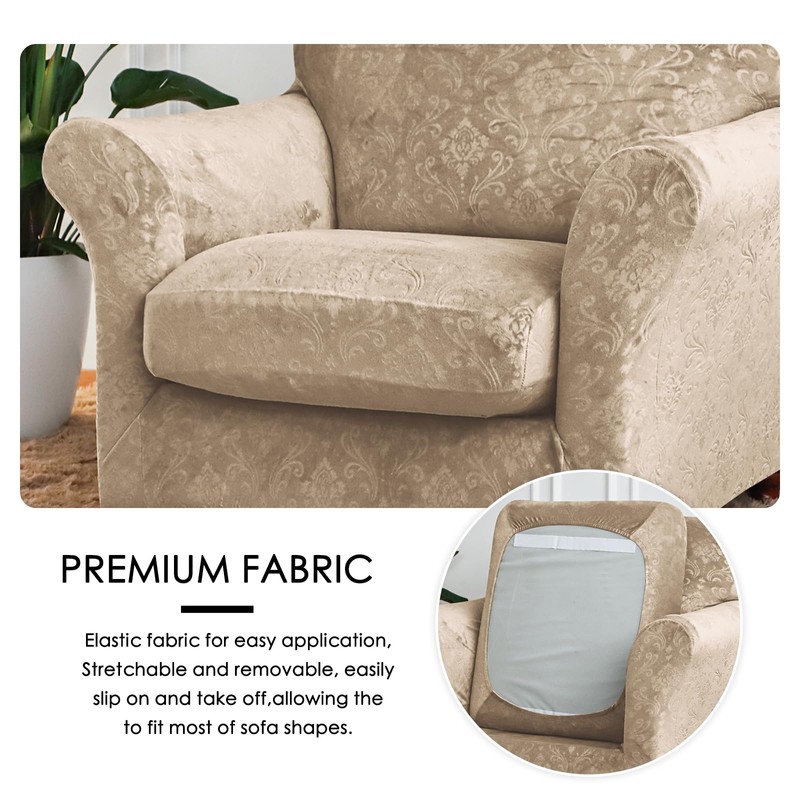 EVOLLER 2 Pieces Armchair Slipcover with Separate Chair Cushion Cover