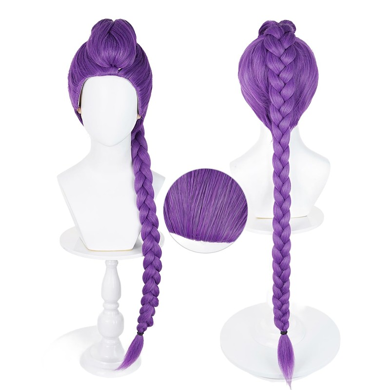 Dark Purple Long Braided Cosplay Wig, Heat Resistant Anime Hair