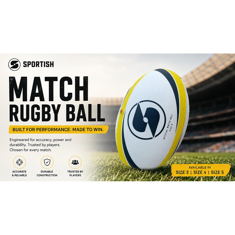 SPORTISH Rugby Match Ball Size 3 - Normal Grip Practice