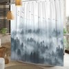 Leowefowa Misty Forest Shower Curtain Grey Smoky Foggy Mountain Curtain