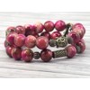 Boho Gipsy multi-strand woman's bracelet in natural white jade tinged