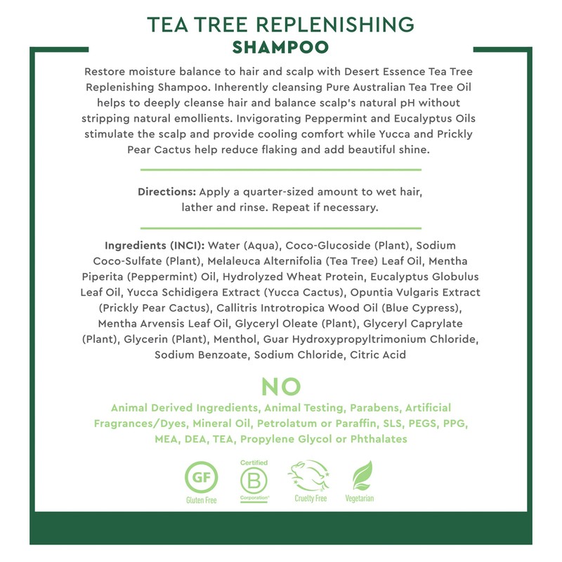 DESERT ESSENCE Tea Tree Replenishing Shampoo 12.9 fl oz