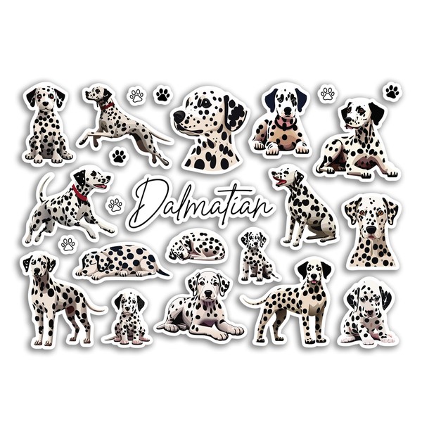 A5 Sticker Sheet Dalmatian Vinyl Stickers - Spotted Dogs Puppy