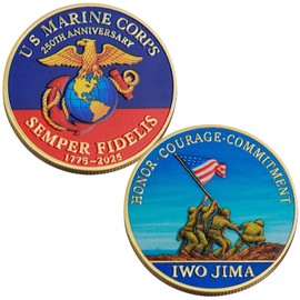 Marine Corps 250th Anniversary Challenge Coin – USMC Commemorative Military Coin 1775-2025 – Double-Sided 1.57-Inch Metal Collectible – Marine Corps Gifts for Men, Veterans, and Collectors