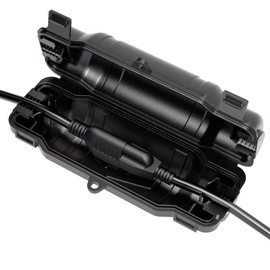 Cismorvex Outdoor Extension Cord Safety Cover with Waterproof Seal IP54 Water-Resistant, Weatherproof Electrical Connection Box with 2 Latches, Plug, Socket, Holiday Decoration Light, Black