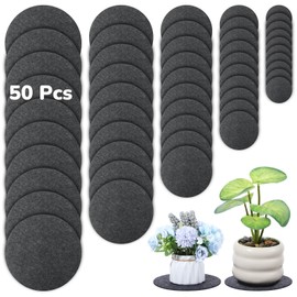 Tobeelec 50 Pcs Absorbent Waterproof Plant Coasters Mat, 5 Size 4/6/8/10/12 Inch Reversible Round Fabric Plant Coasters and Plant Saucers for Indoors, Plant Mat for Indoor Plant
