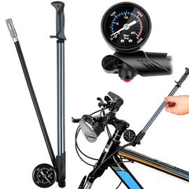 Powerful Bike Shock Pump, High Pressure 300 PSI Digital Dual Suspension Bicycle Air Pump with Air Bleed Button for Front Fork & Rear Shock (Titanium Color)