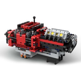 Fundiyengdi V8 Engine with Gearbox Building Bricks, 777 Pieces GTE Manual 8 Speed Gearbox, Dynamic Display V8 Engine That Works, MOC-79482 Technology Engine Designed by TechnicBrickPower