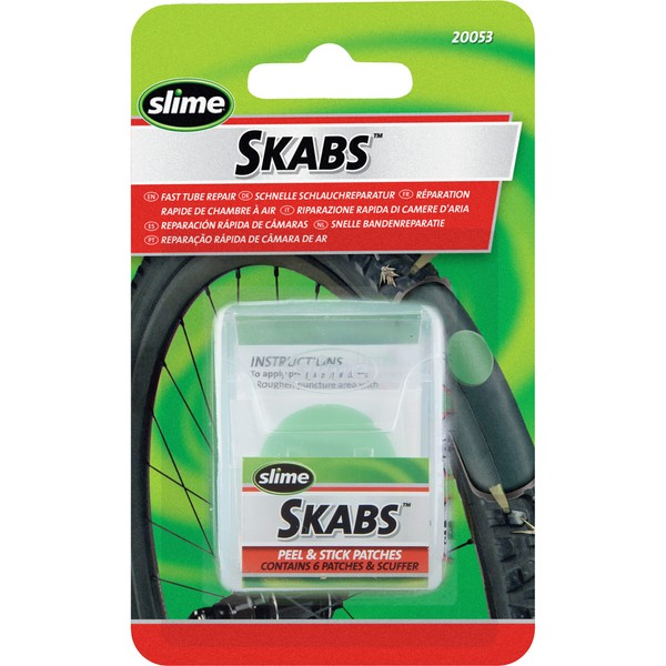 Slime 20053 Bike Skabs Patch Kit, for bike tube puncture repair, contains 6 patches and a metal scuffer