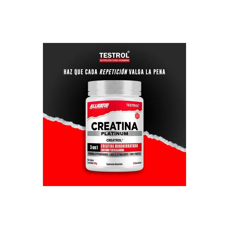 Creatina Platinum Testrol 30 Servicios Sin Sabor Carga Muscular y