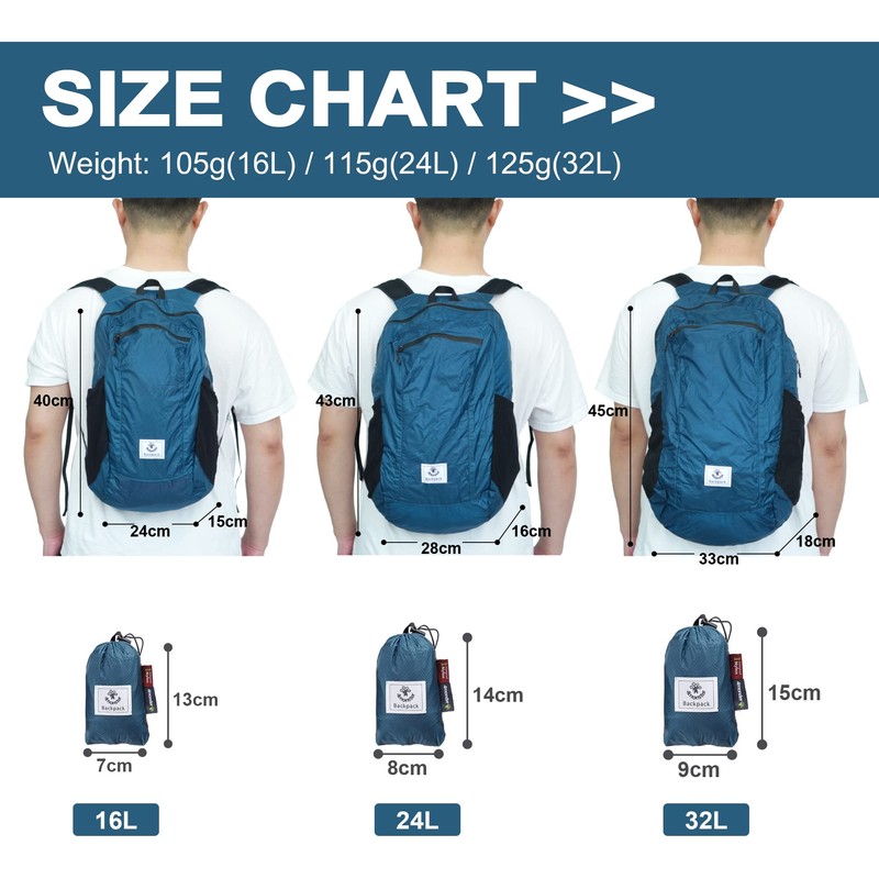4Monster Foldable Backpack, Ultra Light Unisex Day Pack, Outdoor Waterproof