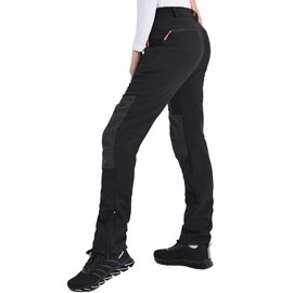 Postropaky Womens Outdoor Snow Ski Pants Waterproof Hiking Insulated Softshell Pants Snowboard Zipper Bottom Leg(Black6R)