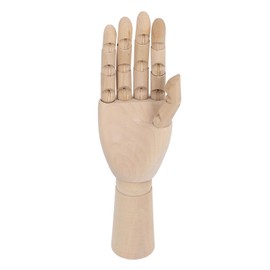 11.8in Wood Hand Model Non Slip Flexible Wooden Manikin Hand for Jewelry Display Sketch Painting Office Tabletop Decoration Right