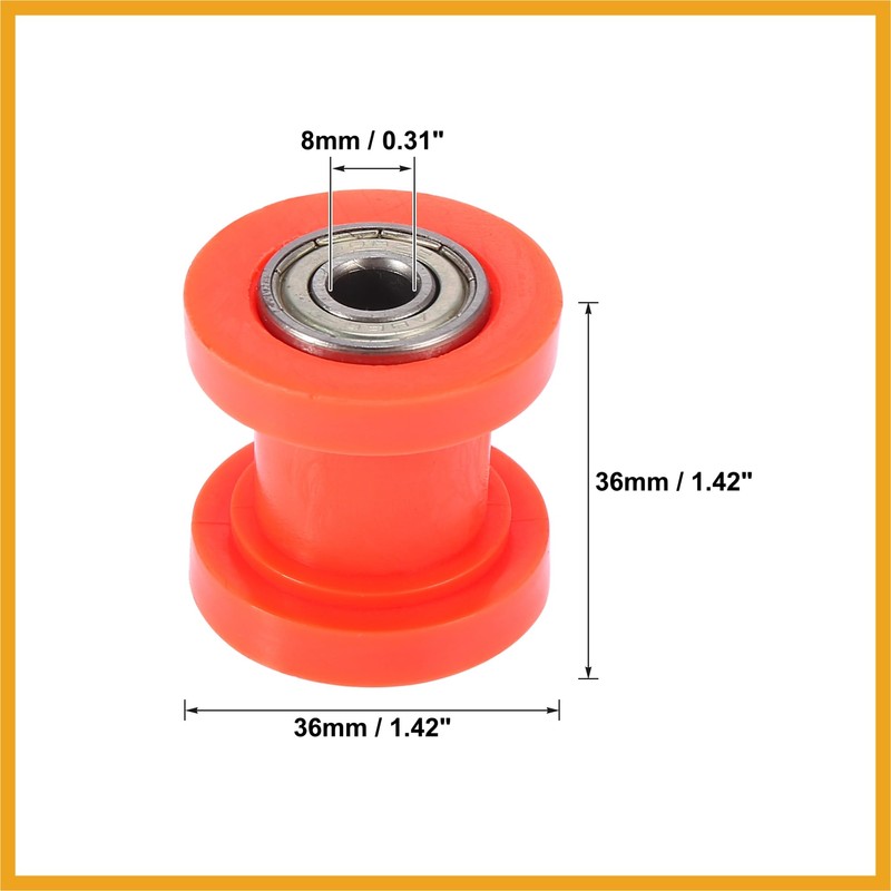 Partuto 2pcs 8mm Chain Tensioner Roller Slider Pulley Wheel Idler
