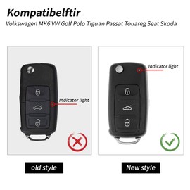 Betterher Set of 2 key housing remote control compatible with VW key housing, key cover car key compatible with Polo MK6 Golf Skoda Tiguan Touareg Seat