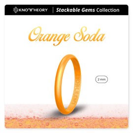 Knot Theory Tangerine Orange Thin Stackable Silicone Ring - 2mm Slim Wedding Band Size 3