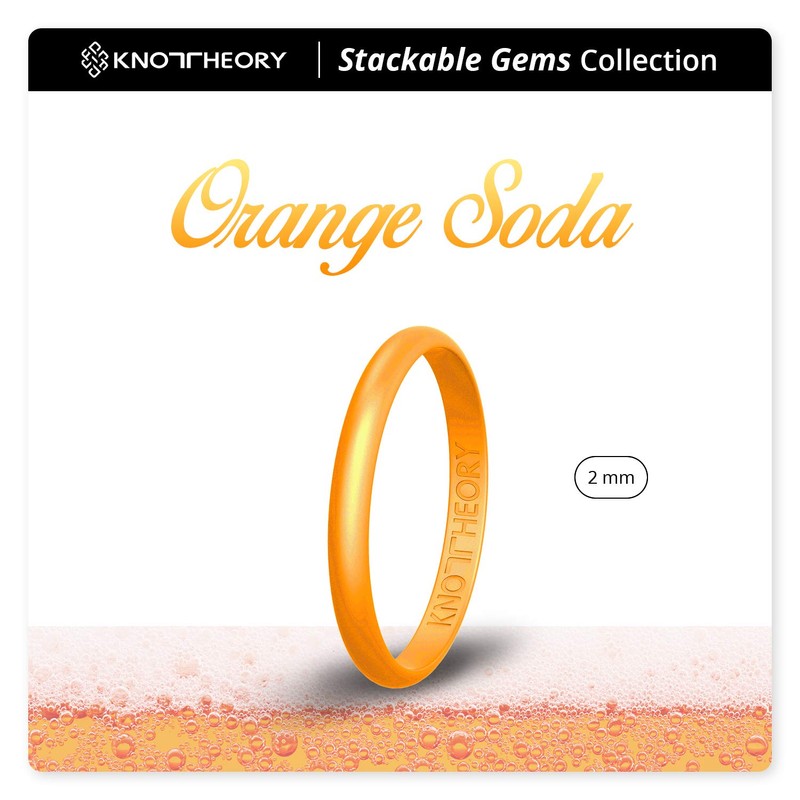 Knot Theory Tangerine Orange Thin Stackable Silicone Ring - 2mm