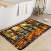 Fall Window Bath Mat Autumn Maple Leaves Forest Bathroom Mat