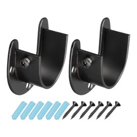 sourcing map 1.45'' Dia Stainless Steel Rod Socket Flange Rod Holder Bracket End Supports with Screws for Bathroom Closet Curtain, Set of 2, Black