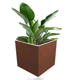 Elevens Corten Steel Planter Box, Large planters for outdoor plants Tall Planter Box Garden Steel Planter Pot for Patio, Deck and Backyard, Brown 20 * 20 * 20"